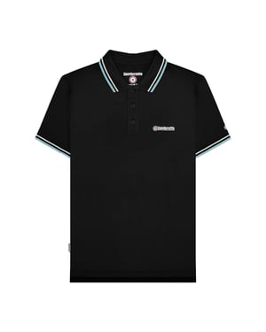 Lambretta Mens Twin Tip Polo Shirt (Black/Pebble/Smoke Blue)