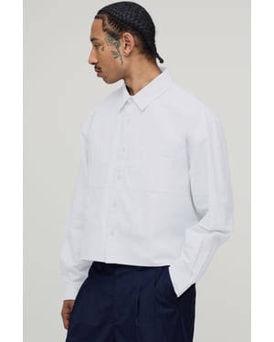 Boxy Fit Cropped Long Sleeve Oxford Shirt
