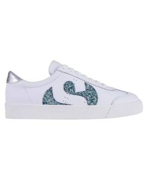 Superga Dames/Dames 2843 Club S Glitter Leren Trainers (Wit-Blauw/Licht)