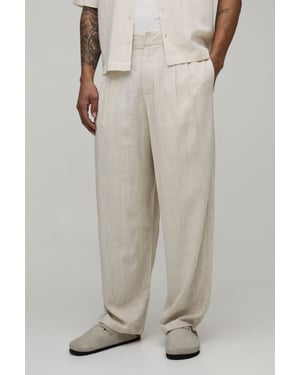 Balloon Fit Linen Blend Half & Half Trouser