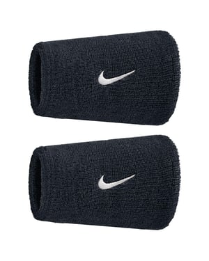 Nike Classic Swoosh Double Wide Wristband (Pack of 2) (Black/White)