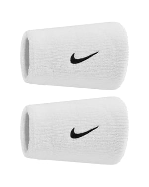 Nike Classic Swoosh Double Wide Wristband (Pack of 2) (White/Black)