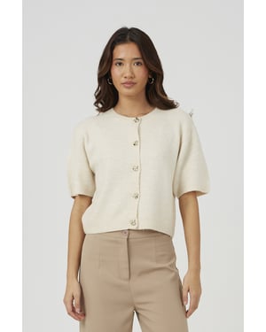 Stone Short Sleeve Jersey Knit Cardigan
