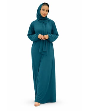 Ladies Abaya With Scarf Attached Comfortable Modest Dress One Size