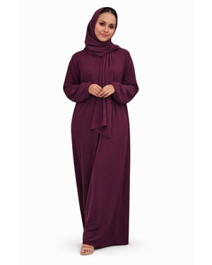 Ladies Abaya With Scarf Attached Comfortable Modest Dress One Size