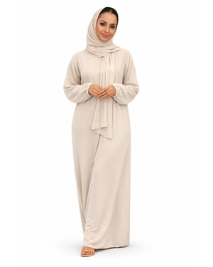 Ladies Abaya With Scarf Attached Comfortable Modest Dress One Size