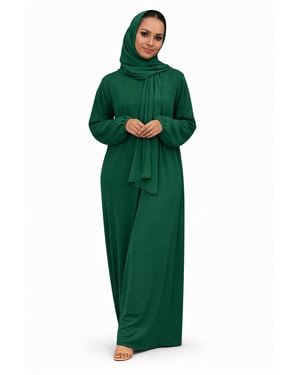 Ladies Abaya With Scarf Attached Comfortable Modest Dress One Size