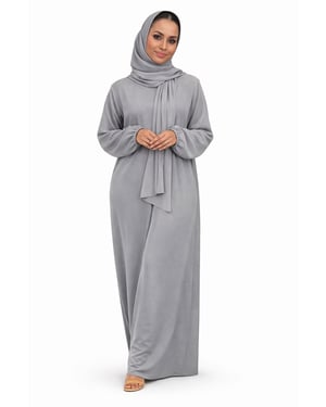 Ladies Abaya With Scarf Attached Comfortable Modest Dress One Size
