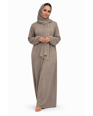 Ladies Abaya With Scarf Attached Comfortable Modest Dress One Size