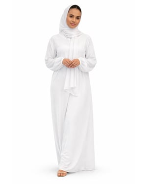 Ladies Abaya With Scarf Attached Comfortable Modest Dress One Size