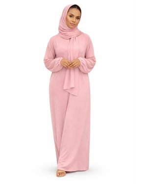 Ladies Abaya With Scarf Attached Comfortable Modest Dress One Size