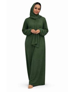 Ladies Abaya With Scarf Attached Comfortable Modest Dress One Size