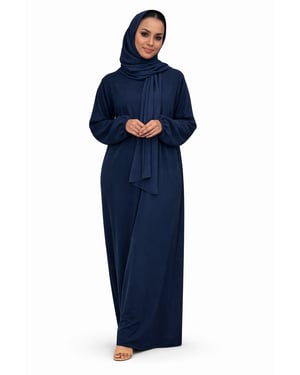 Ladies Abaya With Scarf Attached Comfortable Modest Dress One Size