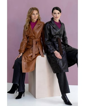 Lyana Leren Jas Cognac