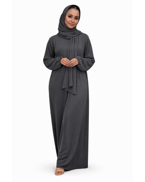 Ladies Abaya With Scarf Attached Comfortable Modest Dress One Size