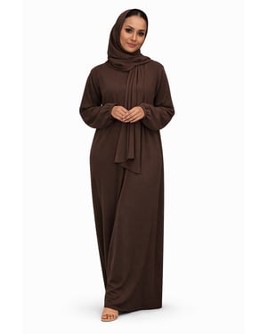 Ladies Abaya With Scarf Attached Comfortable Modest Dress One Size
