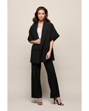 Roseline Kimono Blazer Zwart / Wit
