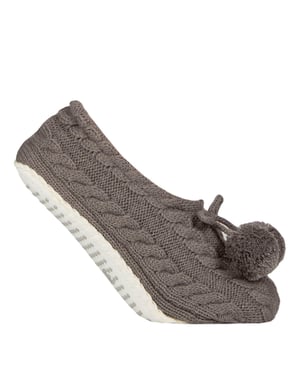 1 Paar Dames Kabelgebreide Moccasin Bootie - Warme Zachte Cosy Binnen Slippers