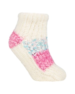 1 Paar Dames Sherpa Gevoerde Slippersokken - Warme Fluffy Comfortabele Binnenaccessoire