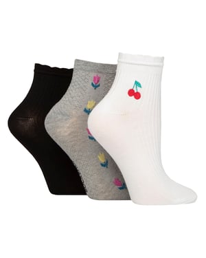 3-Pack Dames Geribbelde Enkelkousen met Rimpelrand - Zacht Stijlvol Dagelijks Comfort