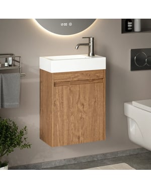Mirlux Toiletmeubel vivo 40cm warm eiken wastafel wit