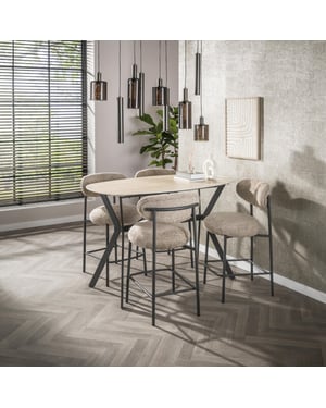 Hoyz bartafel romano deens ovaal 140cm keramiek travertin