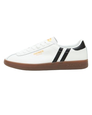 Patrick Mens Monaco Suede Cupsole Trainers (White/Black/Dark Gum)
