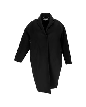 Stella Mccartney Hidden Buttoned Coat in Black Wool