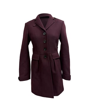Burberry Brit Single-Breasted Short Coat in Burgundy Wool