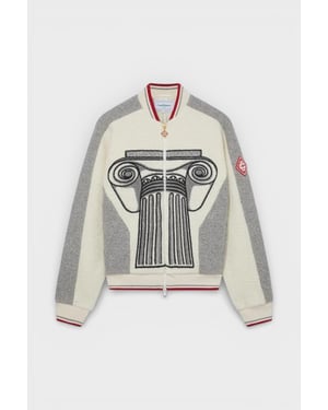 Casablanca Men's Embroidered Cashmere Terry Jacket White Column