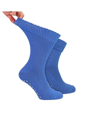 Mens Extra Wide Winter Bed Socks with Grips | Non Slip Thermal Sleep Socks