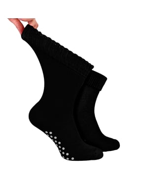Mens Extra Wide Winter Bed Socks with Grips | Non Slip Thermal Sleep Socks