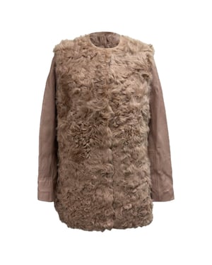 Maje getextureerde shearlingjas van roze lamsleer