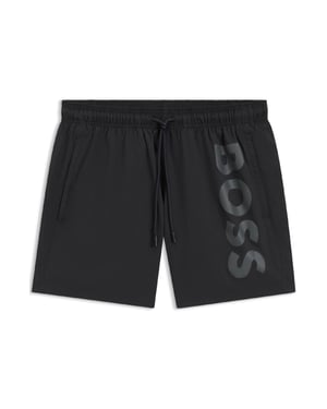 Men's Boss Octopus Logo Print Swim Shorts in Grey