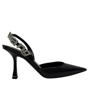 Alexander Wang Grace Embellished Slingback Pumps in Black Leather