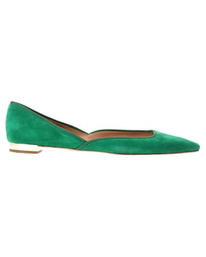 Aquazzura Maia Ballet Flats in Green Suede