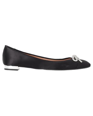Aquazzura Parisina Crystal Embellished Ballet Flats in Black Satin