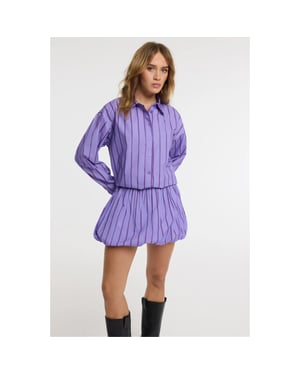 Refined Department R2602245927 ladies woven short stripe balloon skirt dyme