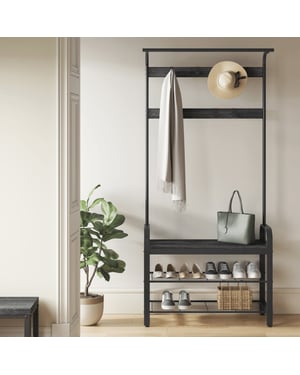 MAZAZU Garderoberek met schoenenrek – – metaal/spaanplaat – 84 × 34 × 183