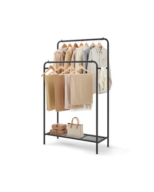 MAZAZU Dubbel kledingrek met schoenenrek – – 94,8 × 40 × 169,8 cm