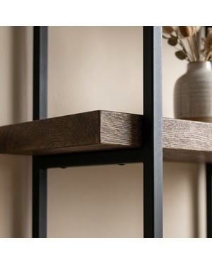 MAZAZU Open boekenkast industrieel – hout & metaal – 4 planken – 74 × 29,6 × 154,5 cm