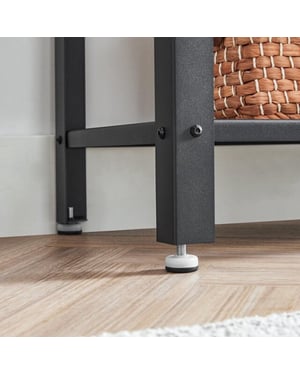 MAZAZU Industriële sidetable – met 2 gaasplanken – hout & metaal – 101,5 ×