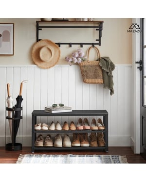 MAZAZU Wandkapstok met hoedenplank – – 30 × 88 × 27 cm