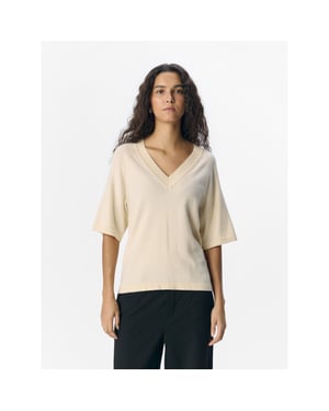Object Objthess 2/4 lo v-neck knit top noo