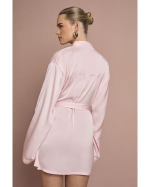 Bridal 'Bridesmaid' Satin Embroidered Short Robe