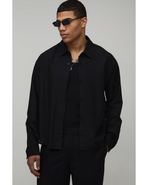 Oversized Boxy Long Sleeve Linen Blend Shirt