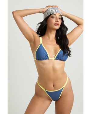 Double Strap Detail Triangle Bikini Top And Bikini Bottom Set