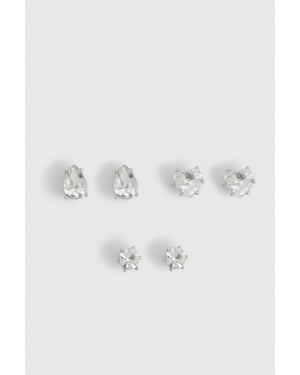 Diamante Stud Earrings 3 Pack