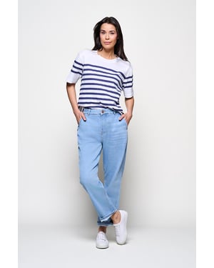 Caroline Tensen Elba Streep T-Shirt Wit / Navy