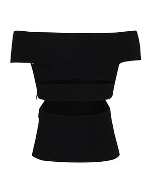 Black Stretch Viscose Blend Top